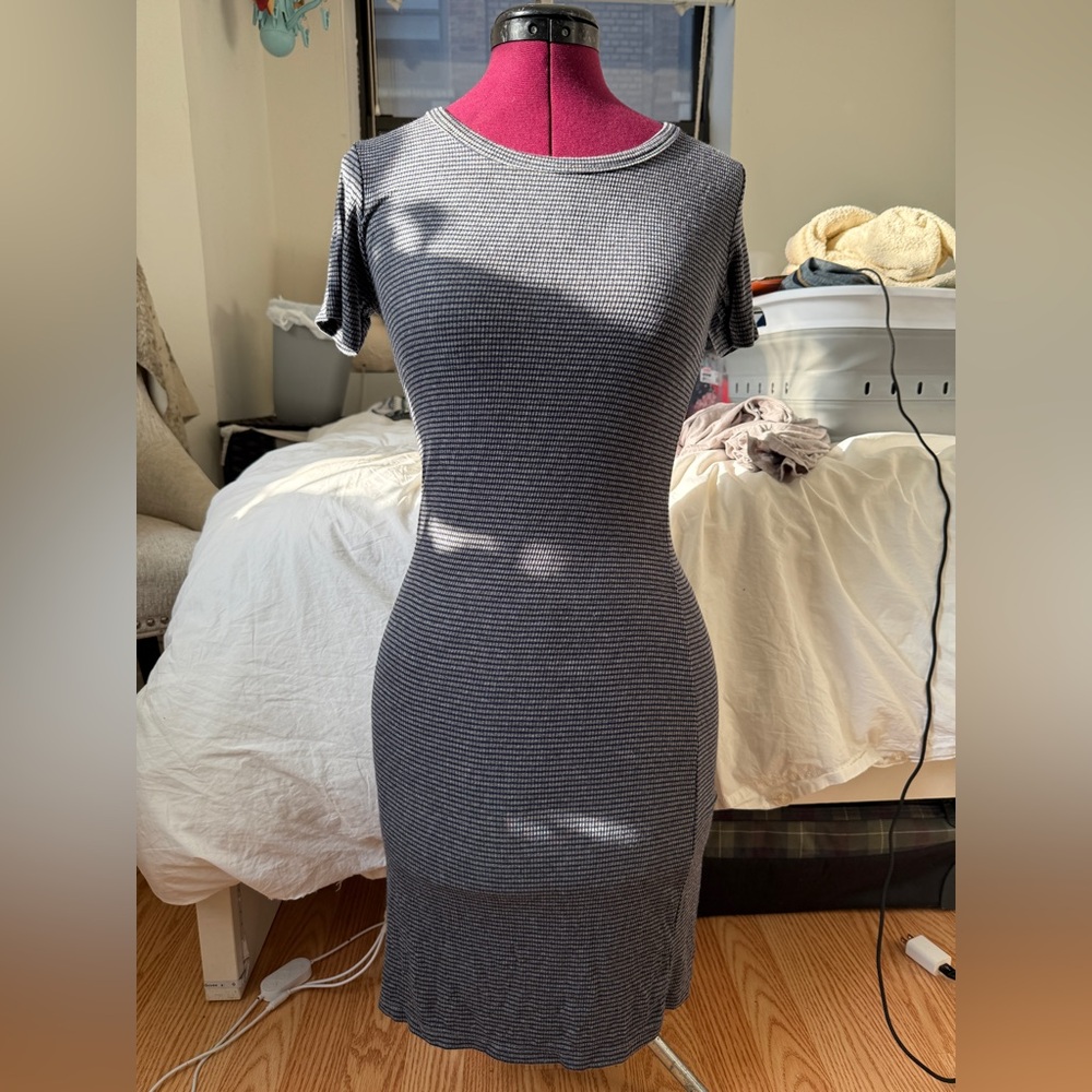 Black and Grey Striped Ribbed Dress by Don’t Ask Why